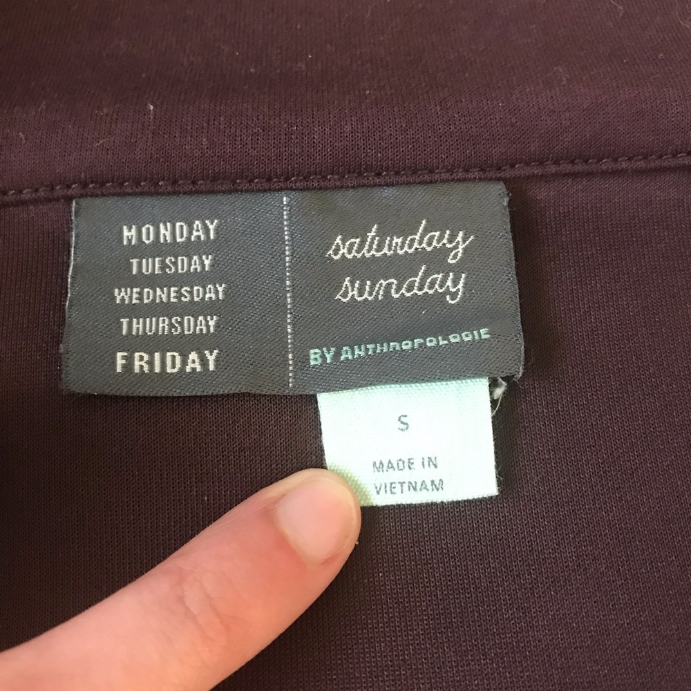 Anthropologie Saturday Sunday Women’s Burgundy Half Zip Pullover - Picture 3 of 6